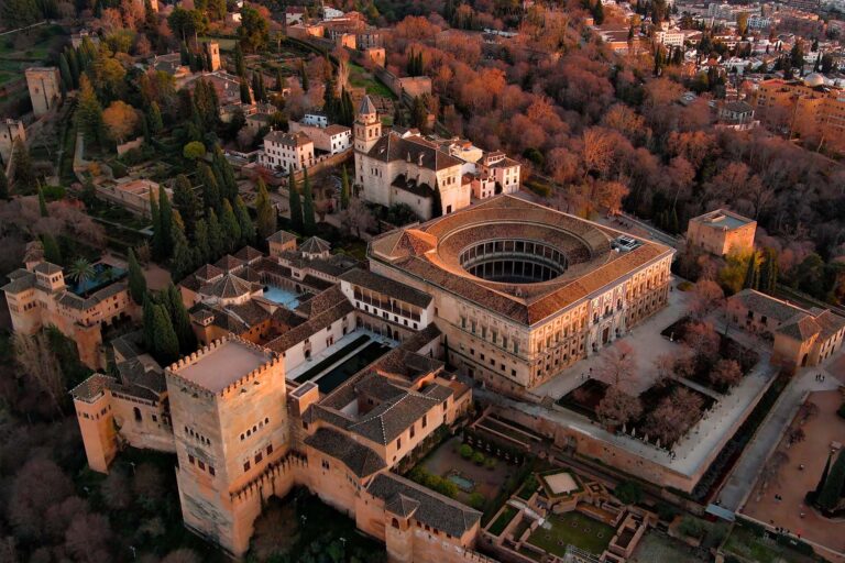 aerial view of alhambra palace in granada