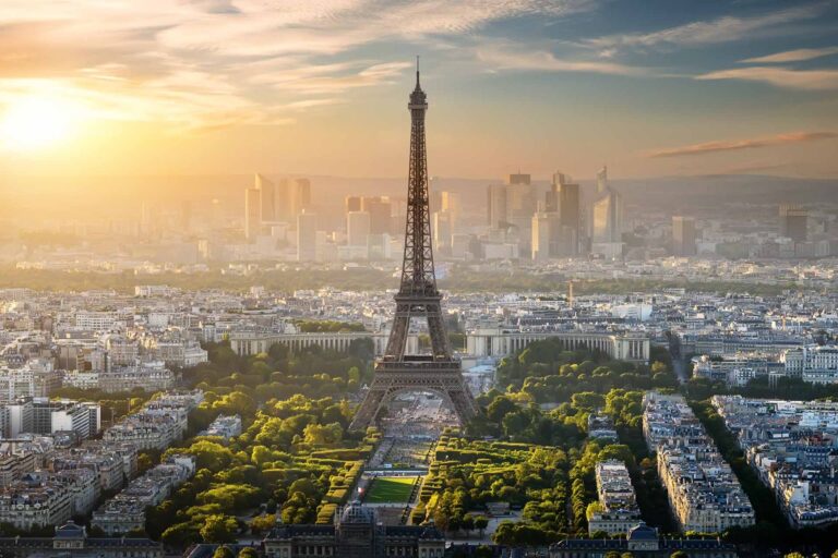 aerial view of the city with the eiffel tower