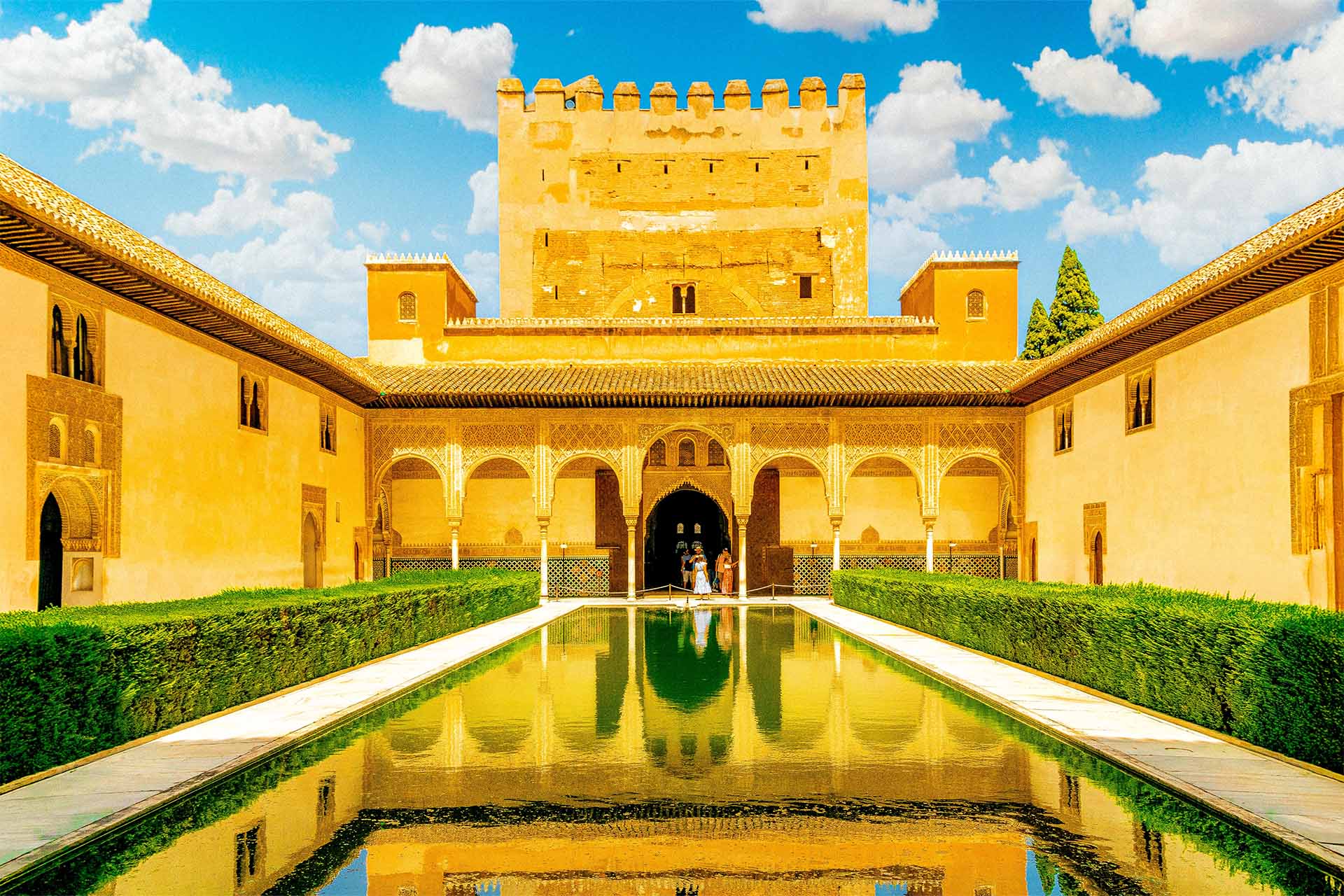 alhambra courtyard in granada spain